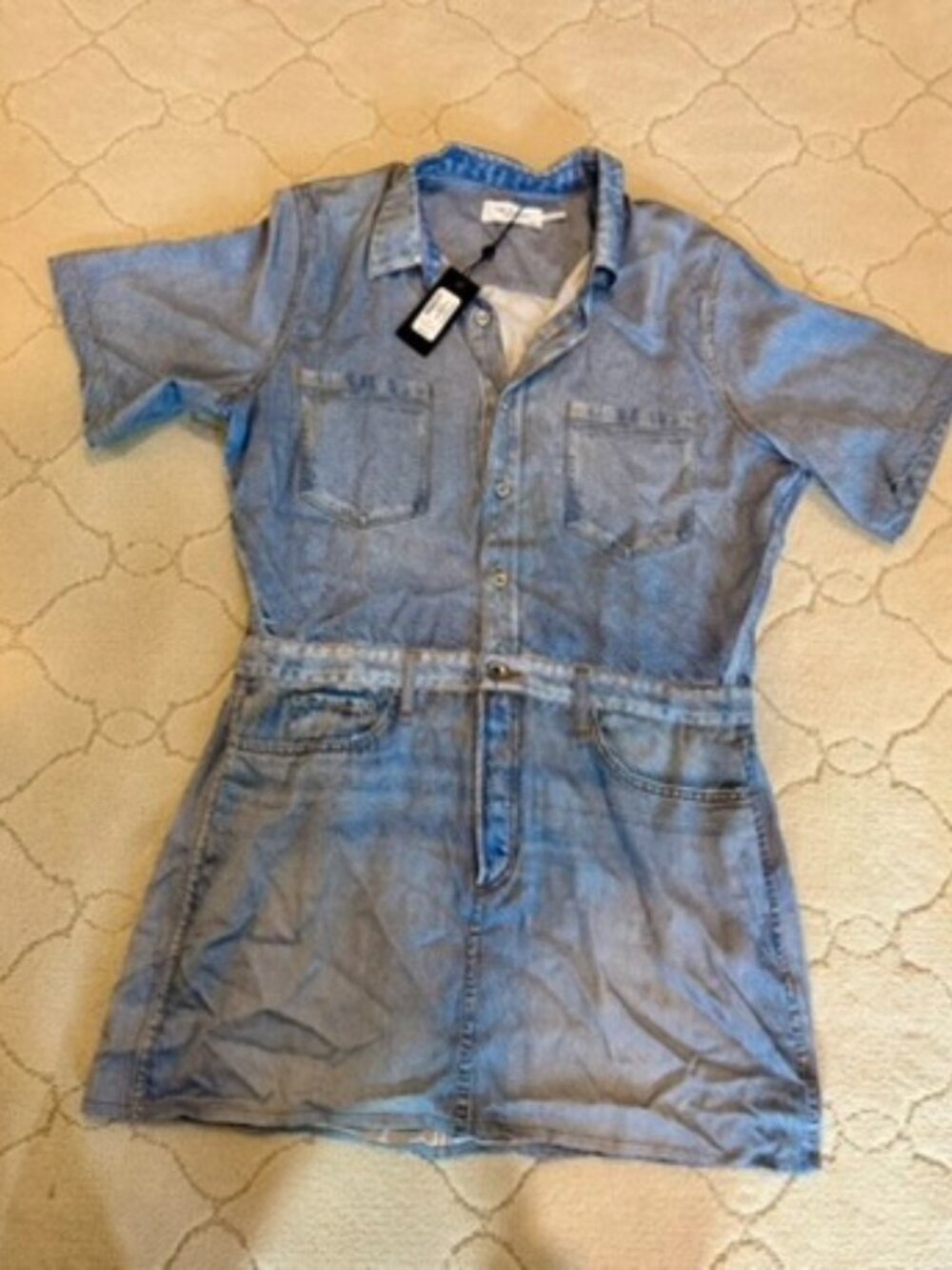 NWT rag & bone Tulip Liquid Miramar Denim Print Dress XL